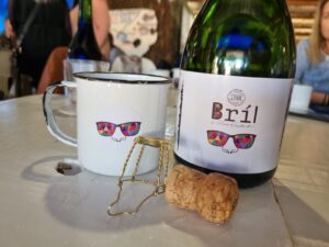 events bril with bottle